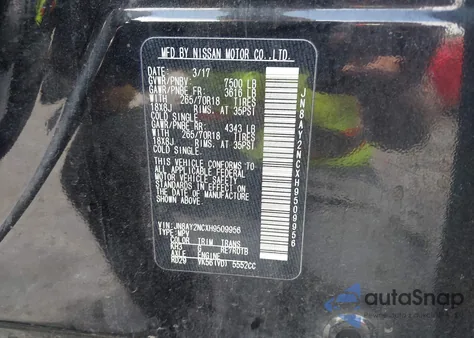 2017 Nissan Armada Sv z USA, uszkodzony, nr VIN JN8AY2NCXH9509956